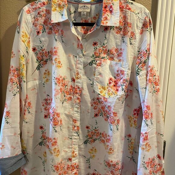 St. John’s Bay Women’s Floral Long Sleeved Cotton Button Up Tops XL Gorgeous! - Picture 14 of 15